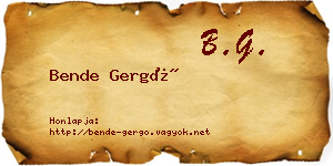 Bende Gergő névjegykártya